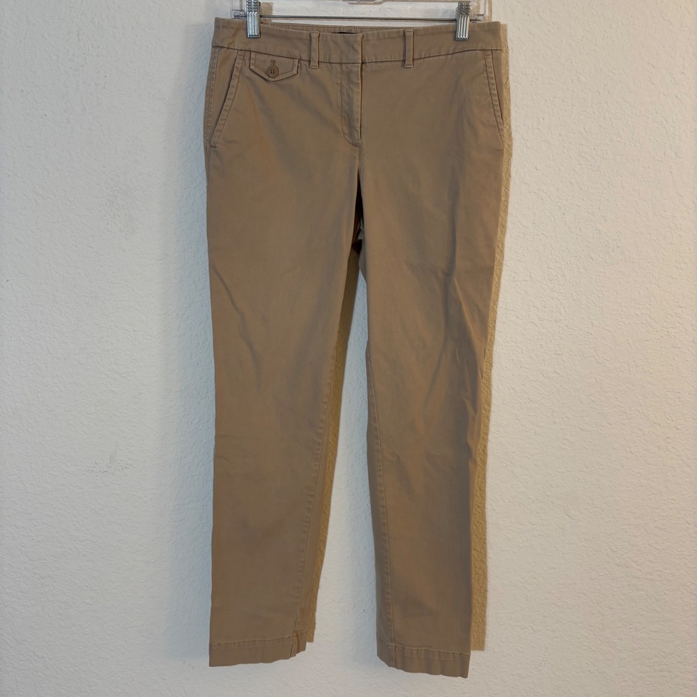 Talbots Chino Pants Womens 2 Khaki Tan Slim Leg Mid Rise Stretch Chinos
